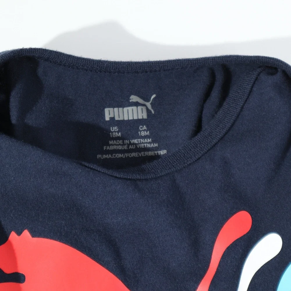 Puma Baby Boys Navy Blue Sleeveless Triple Cat Logo Bodysuit 18M